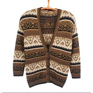 Vtg 90s Delia McKain  Fair Isle Knit Cardigan Sweater Size Medium (No Size Tag)